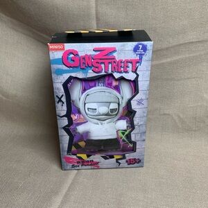 MINISO Gen Z Street Hooded Doll Box Pendant - White & Purple Accents